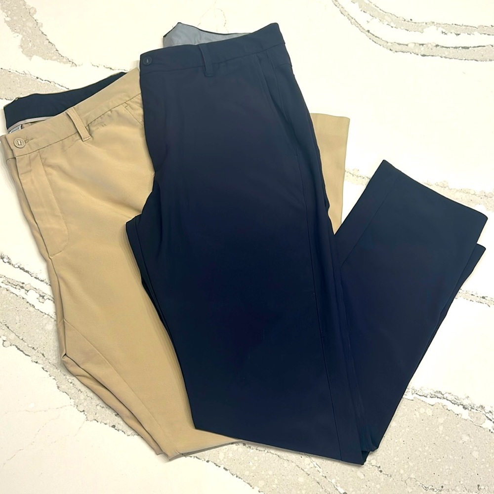 2 Pairs of Men’s FootJoy Golf Pants, Size 36 X 32 Khaki and Navy Blue